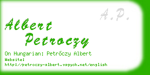 albert petroczy business card