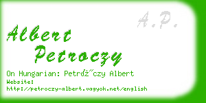 albert petroczy business card